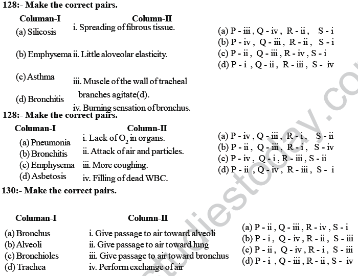 NEET UG Biology Breathing And Exchange Of Gases MCQs, Multiple Choice ...